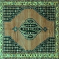 thumbnail image 1 of Ahgly Company Indoor Square Medallion Turquoise Blue Traditional Area Rugs, 5' Square, 1 of 4