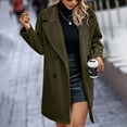 thumbnail image 6 of Herrnalise Women's Warm Double Breasted Wool Pea Coat Trench Coat Jacket with Hood Army Green,XXL, 6 of 7