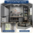 thumbnail image 4 of 8x6 FT Outdoor Resin Storage Shed with Floor, Lockable Double Door & Ramp, Waterproof Plastic Garden Shed with Window & Vents for Patio Backyard Grey, 4 of 7