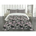 thumbnail image 3 of Ambesonne Butterfly Quilted Bedspread Set 3 Pcs, Romantic Summertime, Queen Size, Taupe Pink Black, 3 of 5