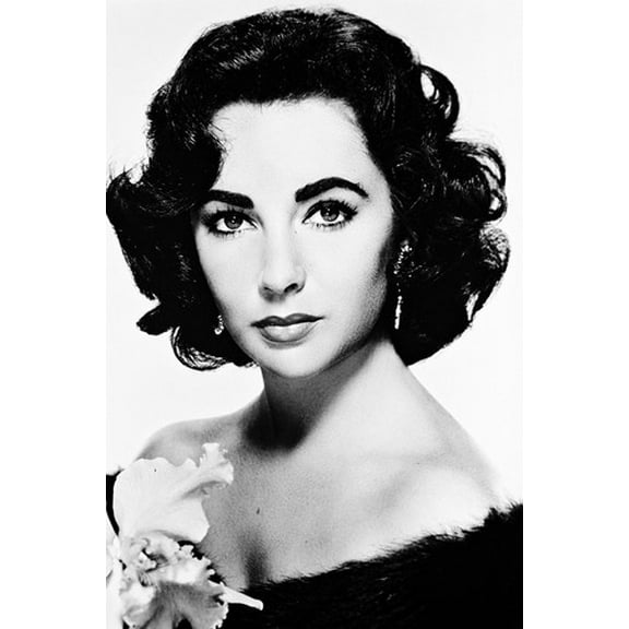 Elizabeth Taylor Beautiful Studio Portrait With Flower 24x36 Poster