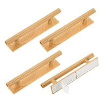 Uxcell 4 Pack Self-Stick Push Pull Helper, 6 Inch Plastic Adhesive Cabinet Handles Round Stick-on Handle for Kitchen Cabinet Window Sliding Closet Door Wardrobe(Light Wood Grain)