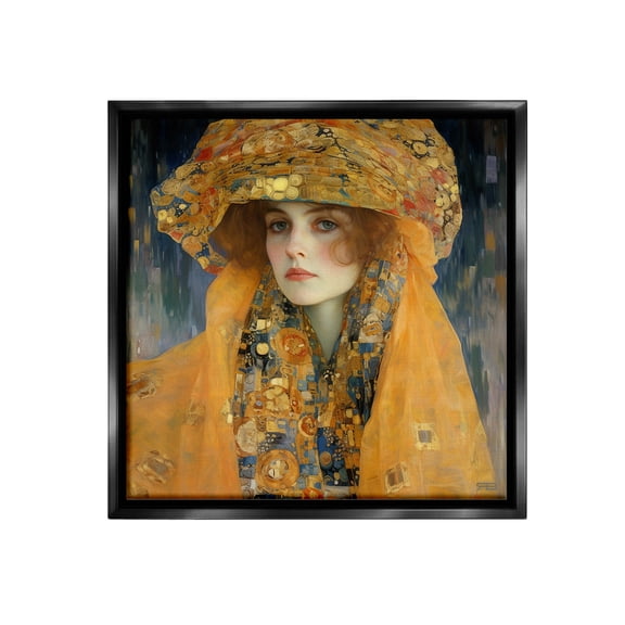 Stupell Industries Traditional Patterned Portrait Abstract Painting Black Floater Framed Canvas Art Print Wall Art, 18 x 18