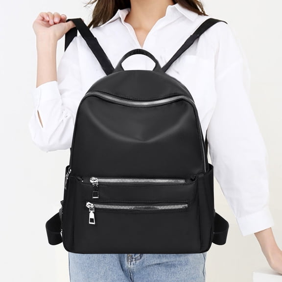 Backpack Purse for Women – Anti-Theft Cloth Small Fashion Backpack, Black Casual Multi-Pocket Travel Bag, Convertible Tote Shoulder Backpack, Lightweight 11x5.5x13.4 in