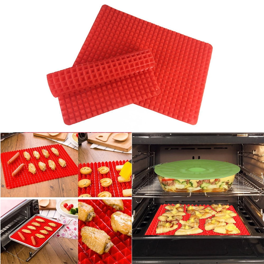 Pyramid Silicone Oven Baking Tray Sheets Mat Pan Non Stick Fat Reducing 2 Pack 