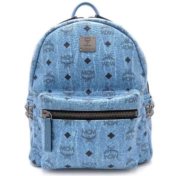 Pre-Owned MCM Stark Side Stud Backpack MMK5SVE37LE, Leather and Denim, Blue, Women's,... (Good)