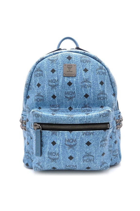 Pre-Owned MCM Stark Side Stud Backpack MMK5SVE37LE, Leather and Denim, Blue, Women's,... (Good)