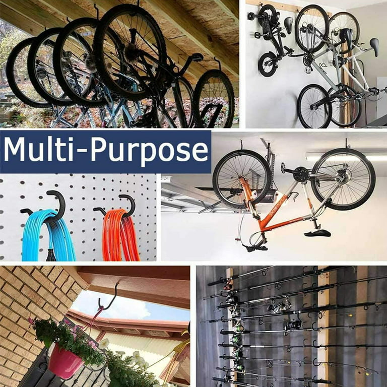 Bike Hooks for Garage Wall for Hanging，Wall Mount Bicycle Storage for  Ceilings, Space Saving Utility Organizer for Basement Warehouse,Red
