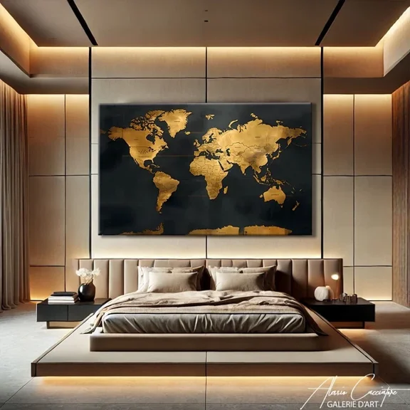 Kna Prints - 1 Pc Poster Large World Map Wall Art Print Map Of The World Wall Art Gold Art Print, UNFRAMED-8x12