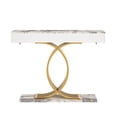 thumbnail image 3 of Aukfa 47.3" Console Table with 3 Drawers, Modern Narrow Sofa Table with Sculptural Metal Base for Entryway Hallway & Living Room,White, 3 of 7