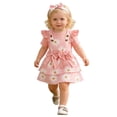 thumbnail image 2 of Infant Girls 3 Piece Daisy Print Outfit Set Short Sleeve Romper Suspender Skirt And Headband Cute Summer Clothes For Baby Toddlers,Pink,6M, 2 of 9