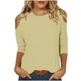 thumbnail image 2 of Teissuly Women's Fashion Printed T-shirt 3/4 Sleeves Blouse Round Neck Casual Tops, 2 of 6