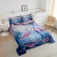 thumbnail image 4 of Tropical Animal Bedding Comforter Sets Queen Pink Floral Flamingo Bedding Set Japanese Cherry Blossom Comforter Set Adults Women,Aesthetics Flower Wildlife Bed Set 3 Pcs, 4 of 7