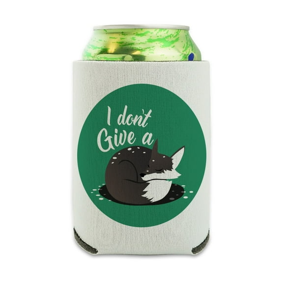 Black Fox I Don't Give A Pun Can Cooler - Drink Sleeve Hugger Collapsible Insulator - Beverage Insulated Holder