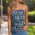 thumbnail image 2 of vigerkar Women's Floral Tube Tops Casual Summer Backless Strapless Top Sleeveless Bandeau Tanks Shirt Navy, M, 2 of 5