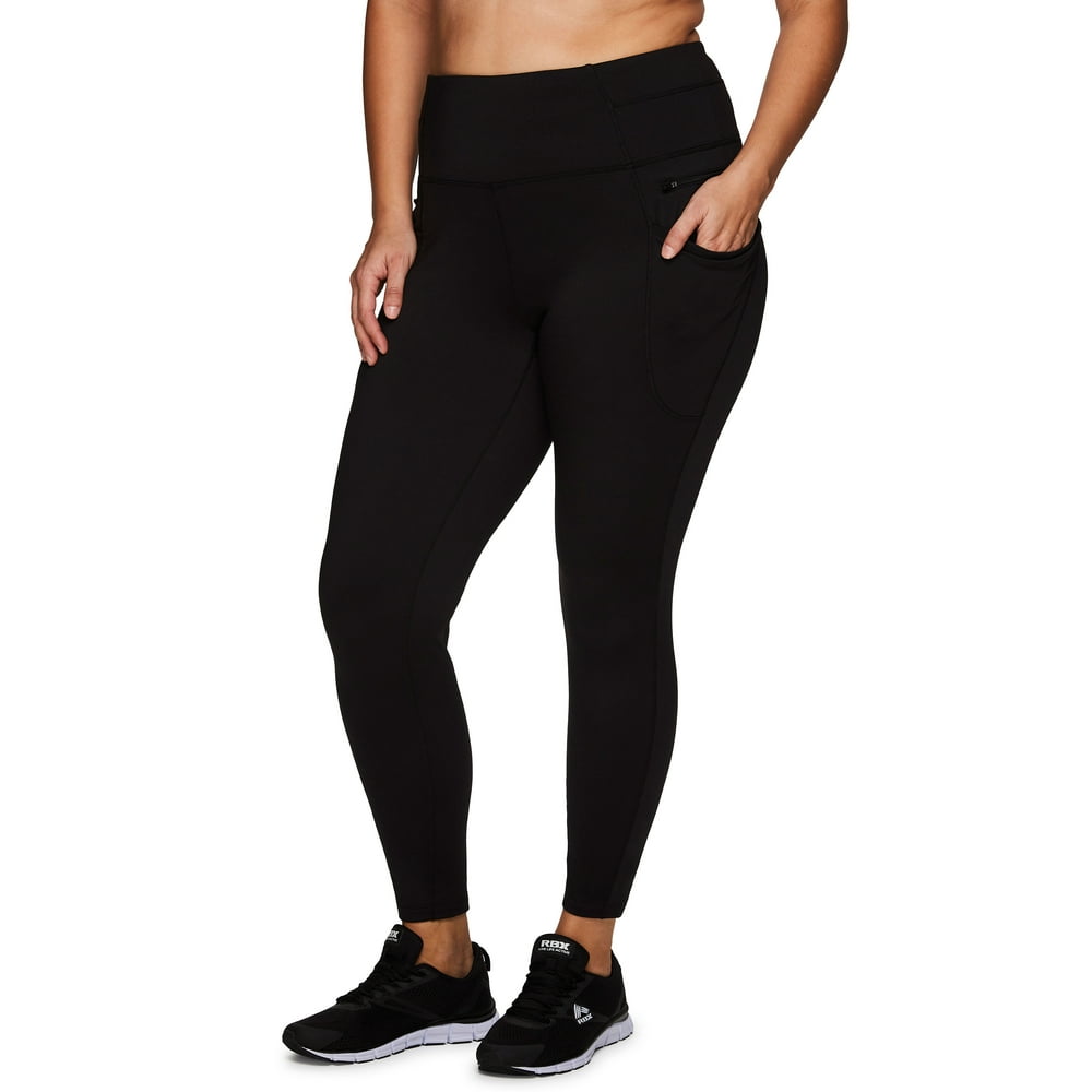 RBX - RBX Active Women's Plus Size Full Length High Waist Fleece Lined Leggings with Pockets