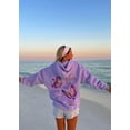 thumbnail image 2 of Womens Oversized Vintage Fleece Floral&Plam Embroidery Hoodie Cute Y2K Pullover Butterfly, XS, 2 of 6