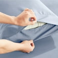 thumbnail image 4 of Virtu Bed Sheets Set, Deep Pocket Rayon Derived from Bamboo Blend Cooling 4 Piece Queen Sheets sets, Ice Blue, 4 of 7
