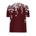 thumbnail image 4 of Pisexur Hauts pour Femmes, Hauts de Sortie pour Femmes & T-Shirt à Manches Courtes Col Rond Imprimé, Haut Ample, Hauts de Printemps pour Femmes Vin, 2TG, 4 of 6