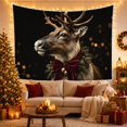 thumbnail image 3 of Reindeer Portrait With Red Bow and Pine Warm Photographic Style for Reindeer Lovers Winter Wall Decor Christmas Gift Tapestry Wall Hanging for Bedroom and Living Room, 3 of 7