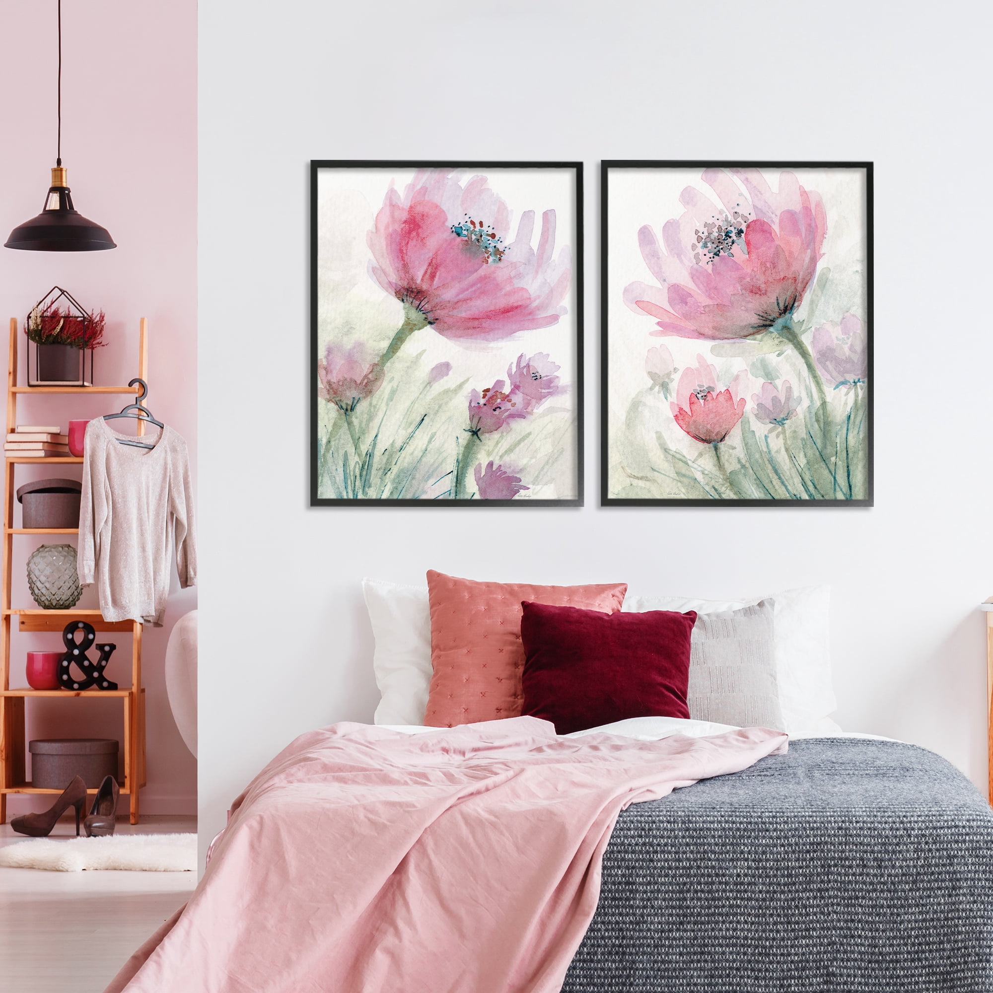 Stupell Industries Speckled Flower Stamens 2 Piece Black Framed Giclee Art Set, design by Patti Bishop
