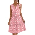 thumbnail image 2 of YueHuiYing Women's Casual Sundress with Pockets Summer Beach Dress Floral T-Shirts Dress V Neck Loose Tank Dresses, 2 of 7