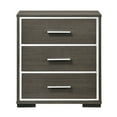 thumbnail image 2 of 3 Drawer Wooden Nightstand with Mirror Trim Accents, Gray - Saltoro Sherpi, 2 of 3