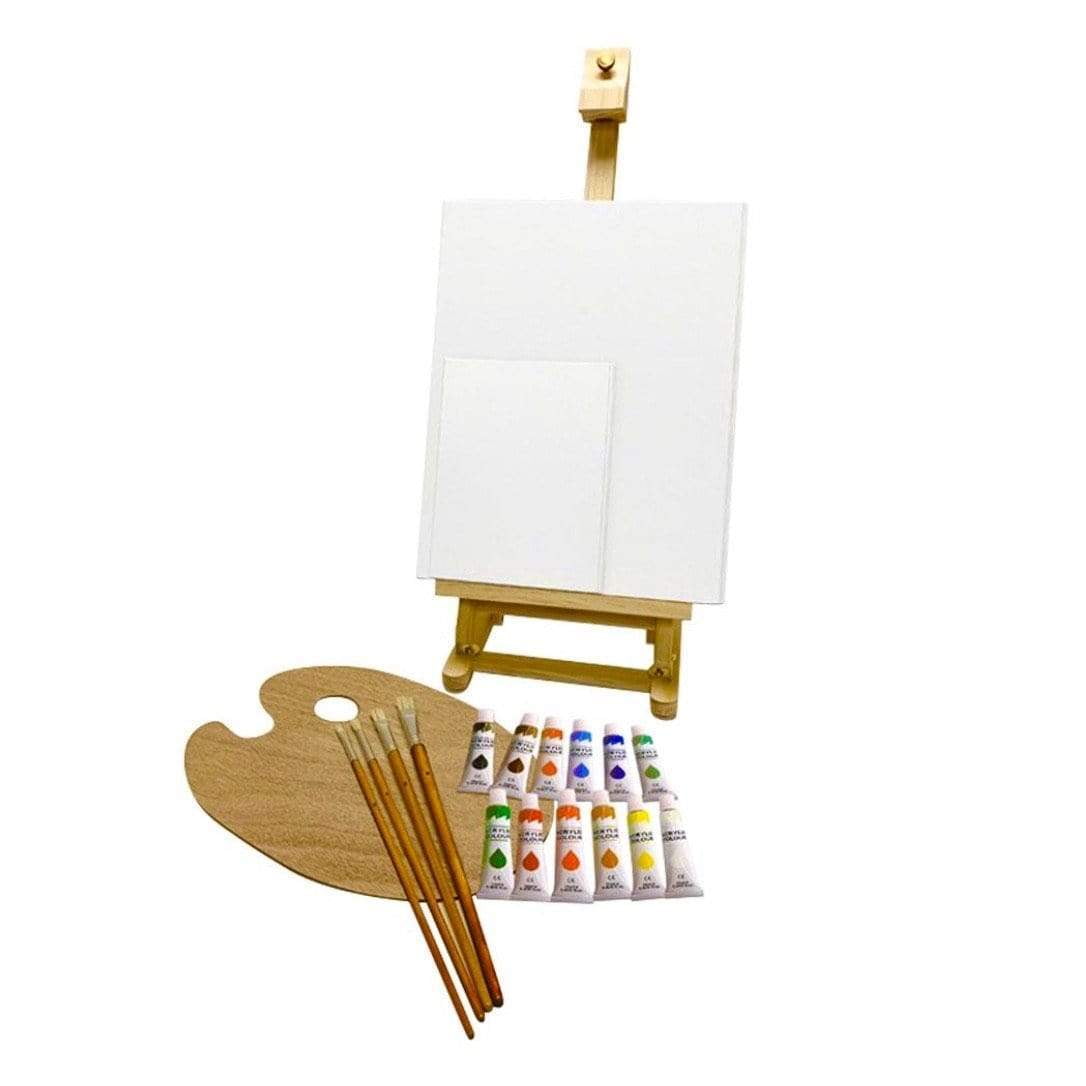 KINGART Studio Acrylic Painting Set with Table Easel, 24 Piece Set, For beginners and experts