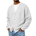 thumbnail image 4 of GSPCLAM Mens Cardigan Sweaters Button Down Waffle Relaxed Sweater Winter Solid Color Long Sleeve Casual Sweater White M, 4 of 4