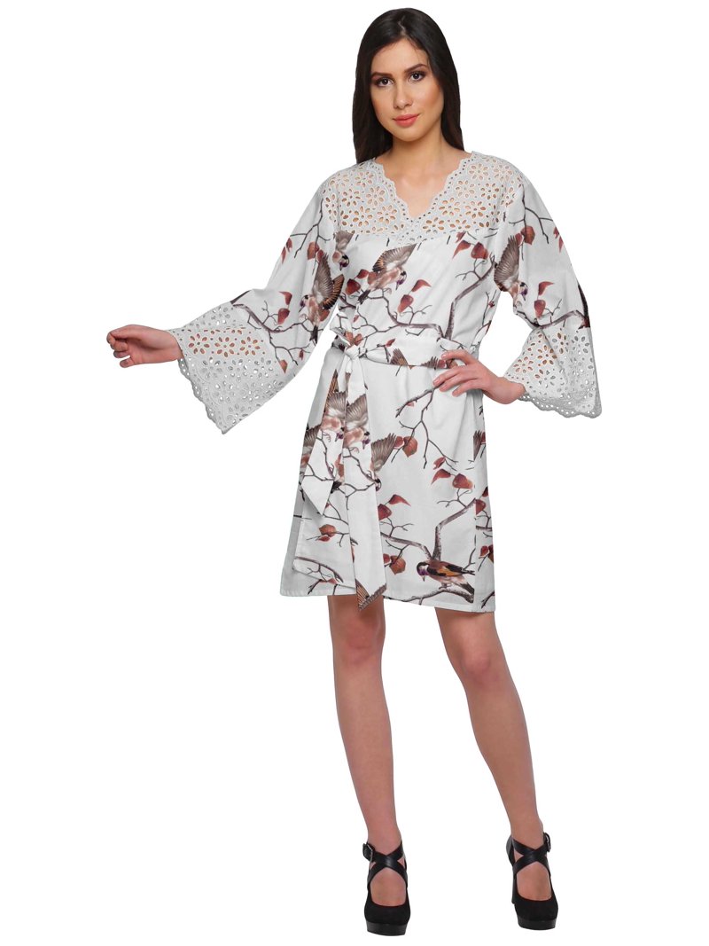 cotton ladies dressing gowns Moomaya Robe Plus Size Women Gown Printed Nightwear With Lace bogosale_dresses_rompers_jumpsuits