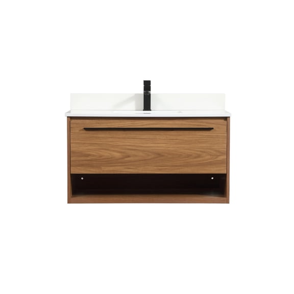 Elegant Decor Roman 36" Single Bathroom Vanity with Backsplash in Walnut Brown