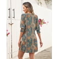 thumbnail image 4 of Vestido LUYAA Boho Floral de manga 3/4 para mujer Summer M, 4 of 6