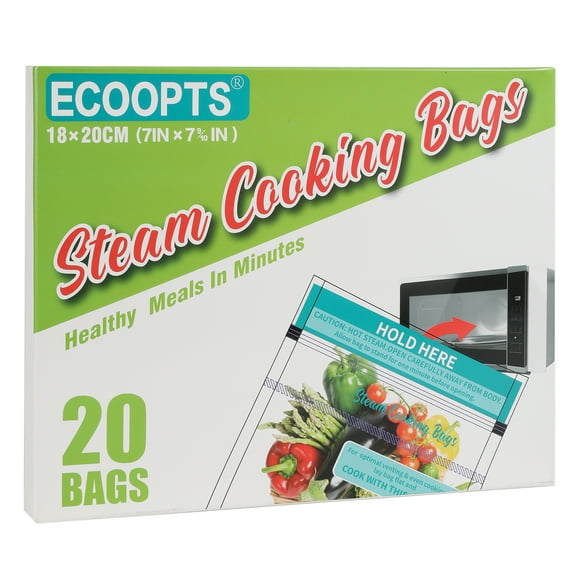 ECOOPTS Steam Cooking Microwave Steamer Bag, 20 Count