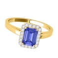 thumbnail image 3 of Aonejewelry 0.65 Ct. Ttw Emerald Cut Sapphire and Diamond Ring In 10k Yellow Gold, 3 of 4