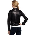 thumbnail image 2 of Noora Women's Black Collared leather jacket with front pocket Motorcycle Leather Jacket ST0293, 2 of 3