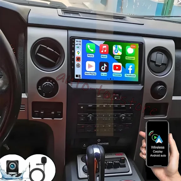 Android 13 Car Stereo for Ford F-150 2009-2014, 9Inch Touchscreen, Built-in Wireless CarPlay & Android Auto, GPS, 2GB 32GB, AHD Camera