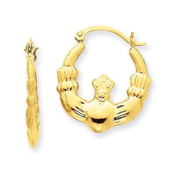 Primal Gold 14K Yellow Gold Claddagh Hoop Earrings