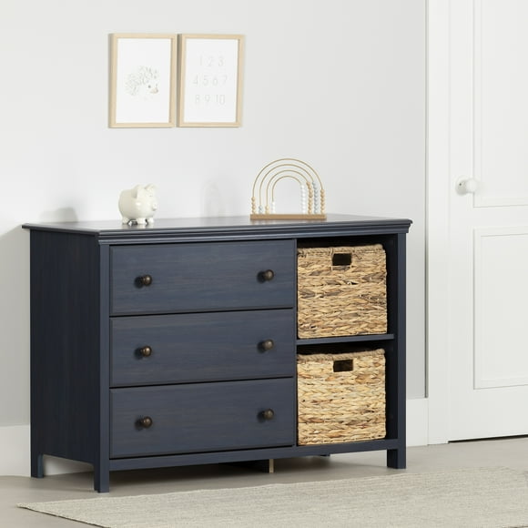 South Shore Cotton Candy 3-Drawer Dresser with Storage Baskets for Child, in Blueberry