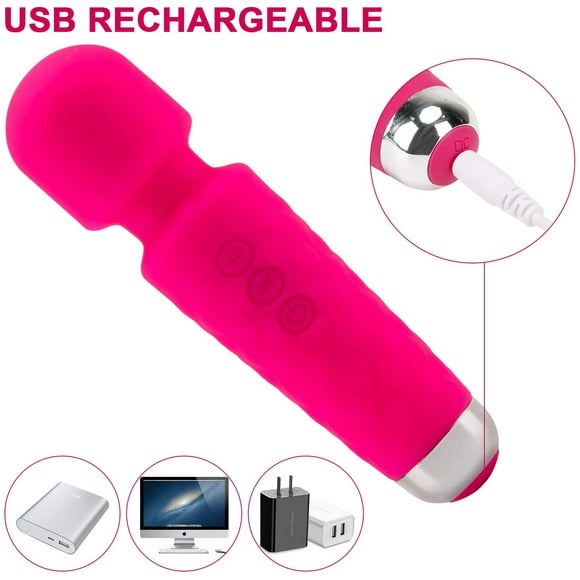 Wand Massager Powerful, Cordless Rechargeable Wand Massager with 8 Powerful Speeds and 20 Modes Electric Waterproof Personal Massager Wand for Back Neck Shoulder Legs