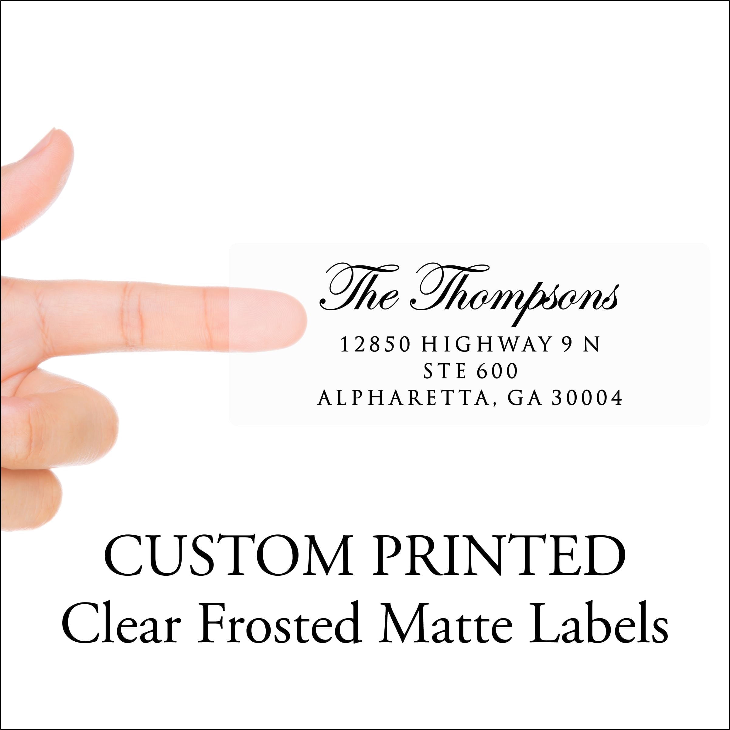 Clear Return Address Labels for Envelopes - Matte Frosted Clear Transparent Stickers, Custom Printed Personalized Labels, 5 Sheets, 150 Labels Total - Edwardian Script, Up to 4 Lines of text