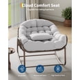 thumbnail image 4 of Oversized Papasan Chair - Brown Rattan Wicker Rocking Lounger with Light Beige Cushion, 450 lbs Capacity - Heavy-Duty Metal Frame for Patio, Porch, Garden, Balcony - Water-Resistant & Durable, 4 of 8