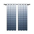 thumbnail image 4 of Aofoto Grid Texture Insulated Blackout Grommet Curtain,Blue,2 Panel, 42x63 inches, 4 of 5