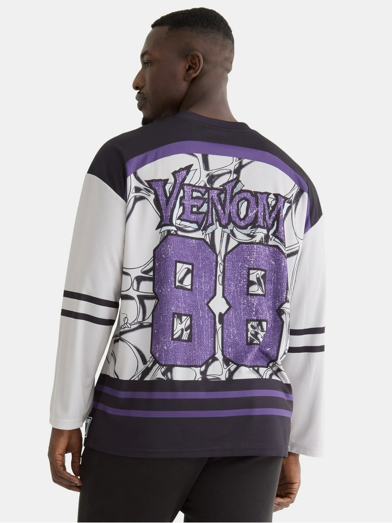 HIROです。Motiv Venom Shockジャージ パープル 新品 Marvel Venom Men's & Big Men's Graphic Hockey Jersey with Long