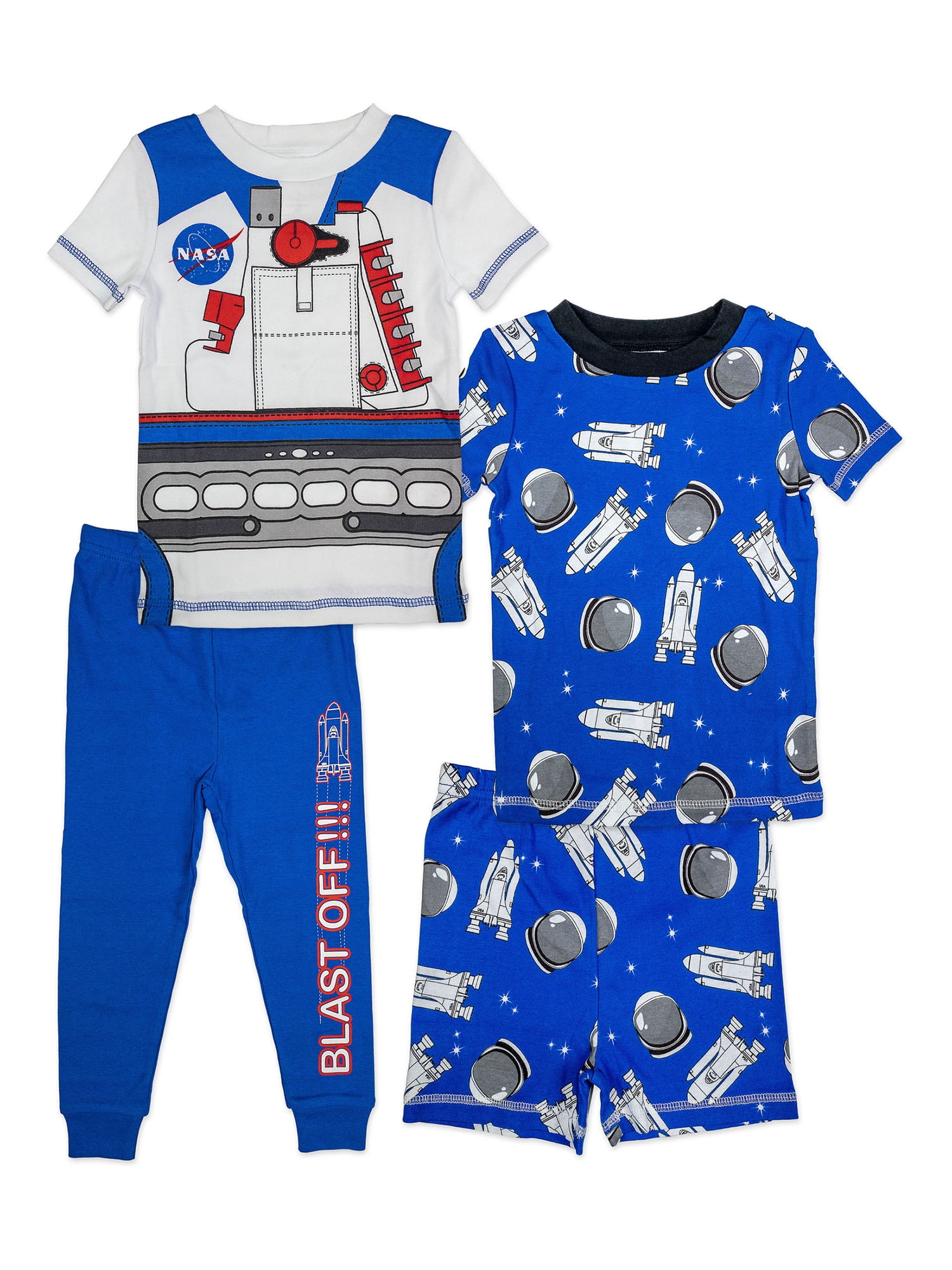 Only Boys Pajamas – 100% Cotton Snug Fit Sleep Shorts Joggers 4 Piece and Short Sleeve T-Shirt Pajama Set 