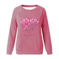 thumbnail image 4 of WREESH Women's Fall Pink Ribbon Sweatshirt Heart Graphic Long Sleeve Casual Top Breast Cancer Awareness Shirts Hot Pink, 4 of 5