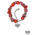 thumbnail image 2 of Delight Jewelry Twins Heart with Two Pair of Baby Feet Red Paw Print Bead Bracelet, 7"+2", 2 of 4