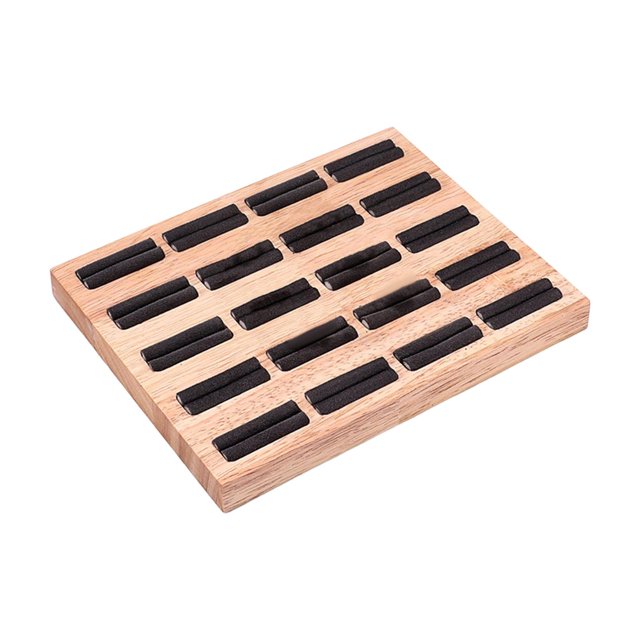 Bandeja de Anillo Ranuras, Adorno de Madera, Organizador de Almacenamiento Multiusos, Soporte de Joyería para Dormitorio, Tocador, Encimera, Pe Gris oscuro Baoblaze Hoja de exhibición de joyas