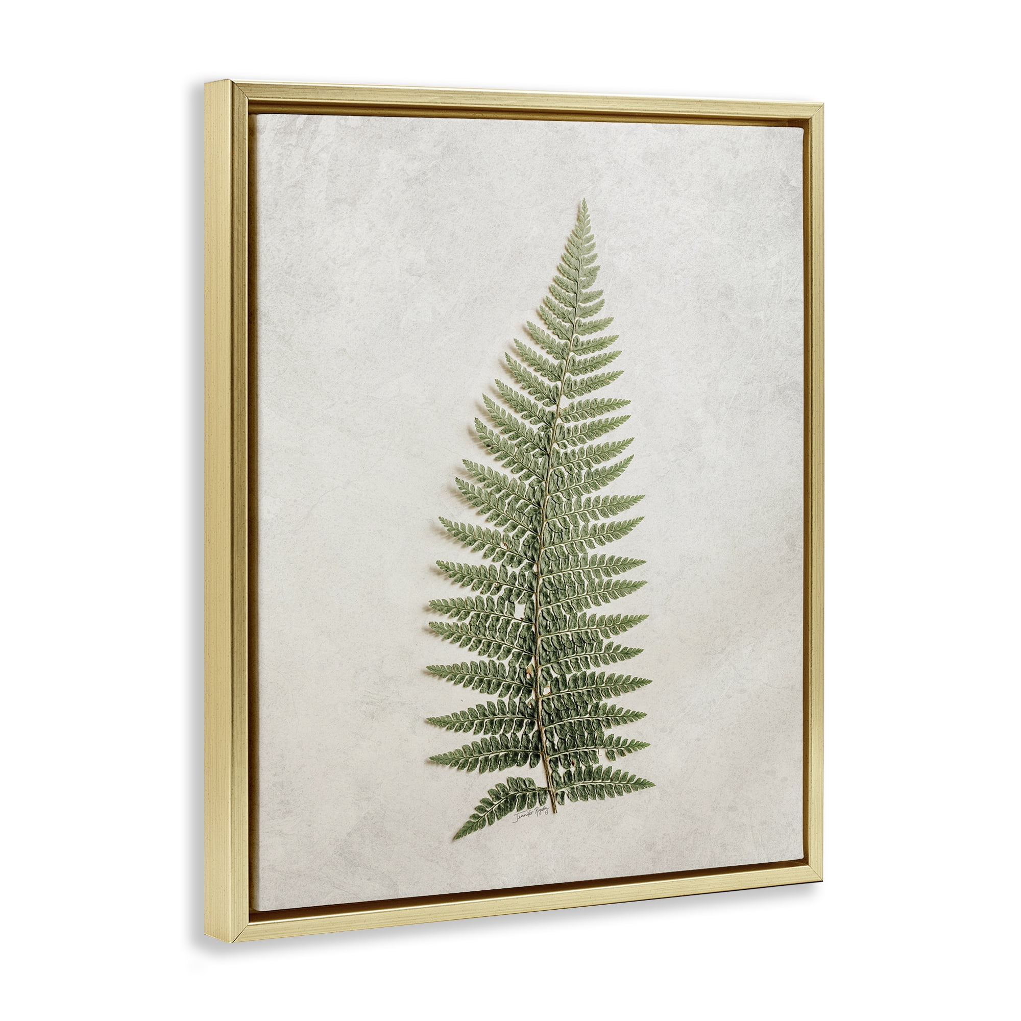 Stupell Industries Detailed Fern Frond Botanical & Floral Painting Gold Floater Framed Art Print Wall Art, 25 x 31