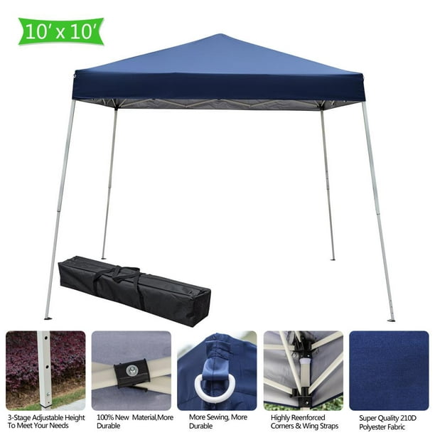 Zimtown 10'x10' Instant Canopy Pop up Wedding Party Tent Folding Gazebo  Beach Canopy Blue with Carry Bag