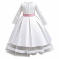 thumbnail image 3 of JAJAHO Flower Girl Dress Kids Girls Princess Birthday Dress Lace Long Sleeve Pleated Midi Party Wedding Formal Ball Gown 4-14Y, 3 of 7